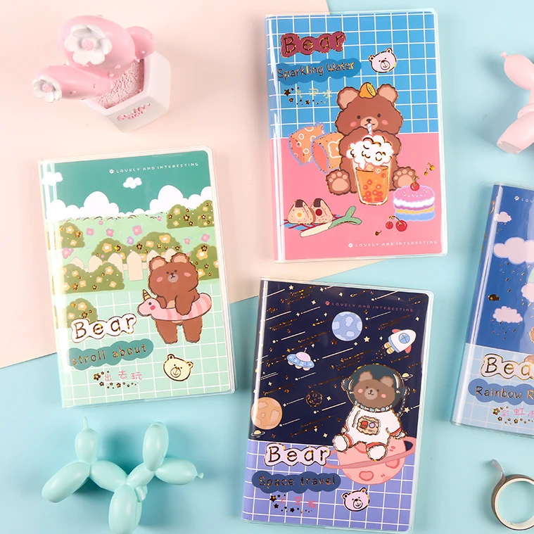 

Little Bear Cute Cartoon Notebook Soft PVC Cover Diary 2021 Colorful Pages Agenda 196P Children Gift