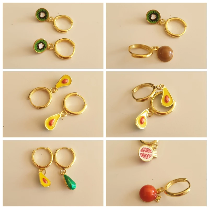 Женские серьги-кольца с эмалью ROXI Design милые изящные украшения в виде фруктов