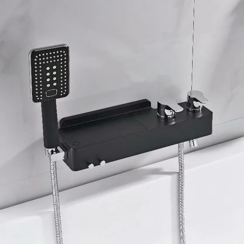 Смеситель для ванны и душа однотонный латунный кран с ручкой полкой двойная