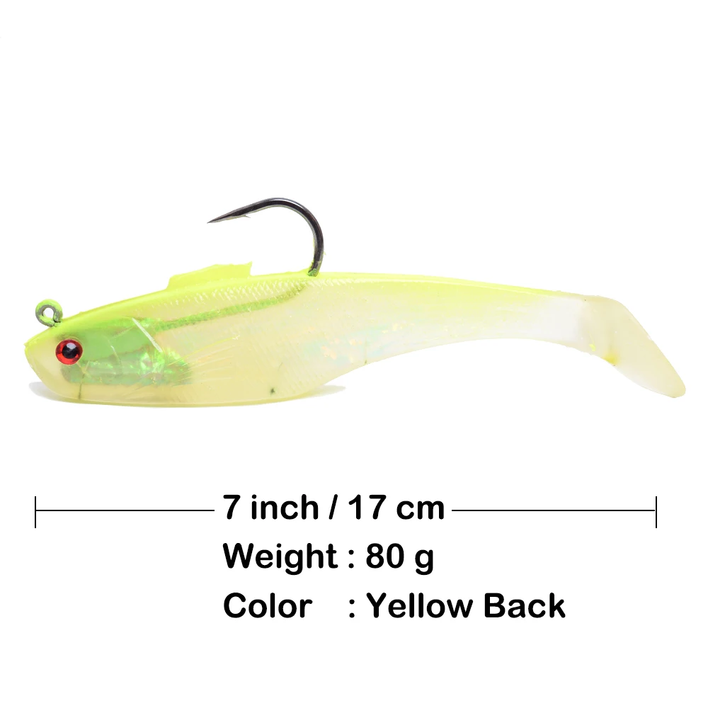" /17 см, 9"/23 см длина большой плавательный shad super deap морская лодка Троллинг Большая Игра Рыбалка Т Хвост Мягкая приманка с тяжелым острым крючком