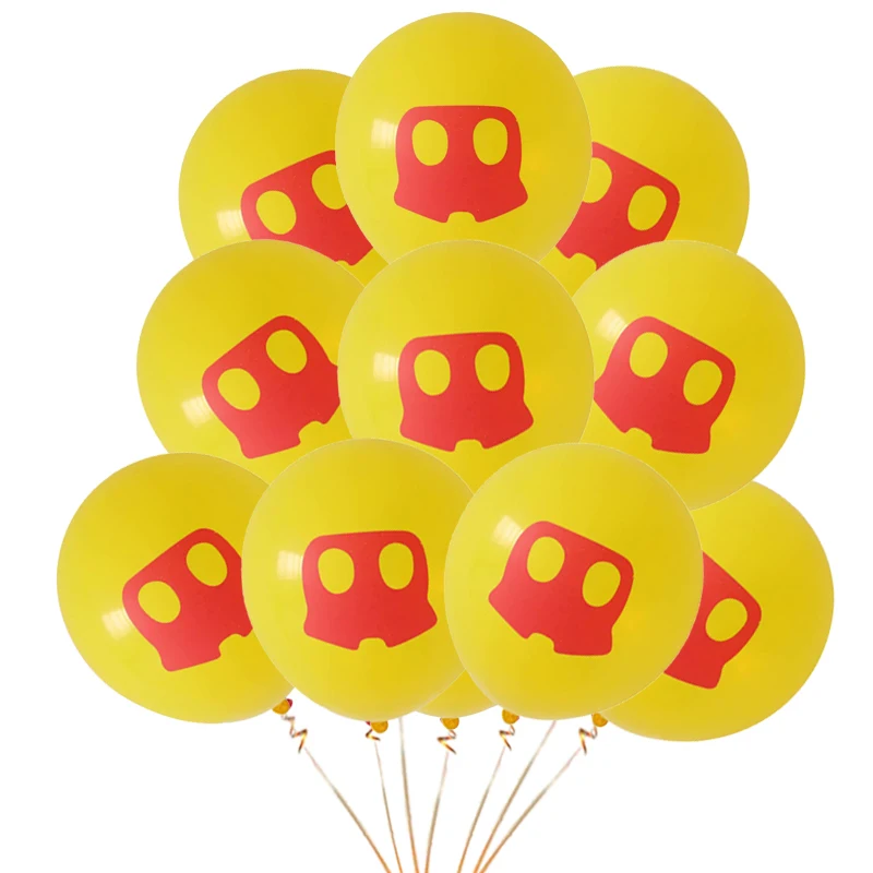 yellow 50 шт Минни Микки Воздушные шары в форме мыши дети мультфильм вечерние шары мальчик девочка день рождения украшения красный черный желтый латексные шары - Цвет: yellow