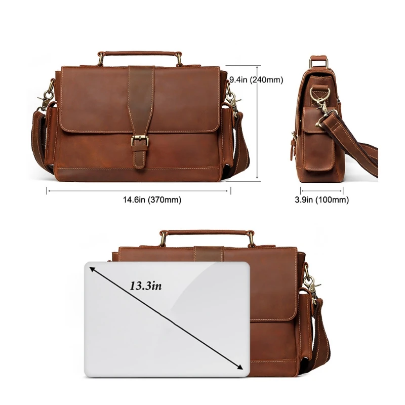 

Vintage Men's Leather Briefcase Casual Messenger Bag Crossbody Satchel Tote Handbag Shoulder Bags