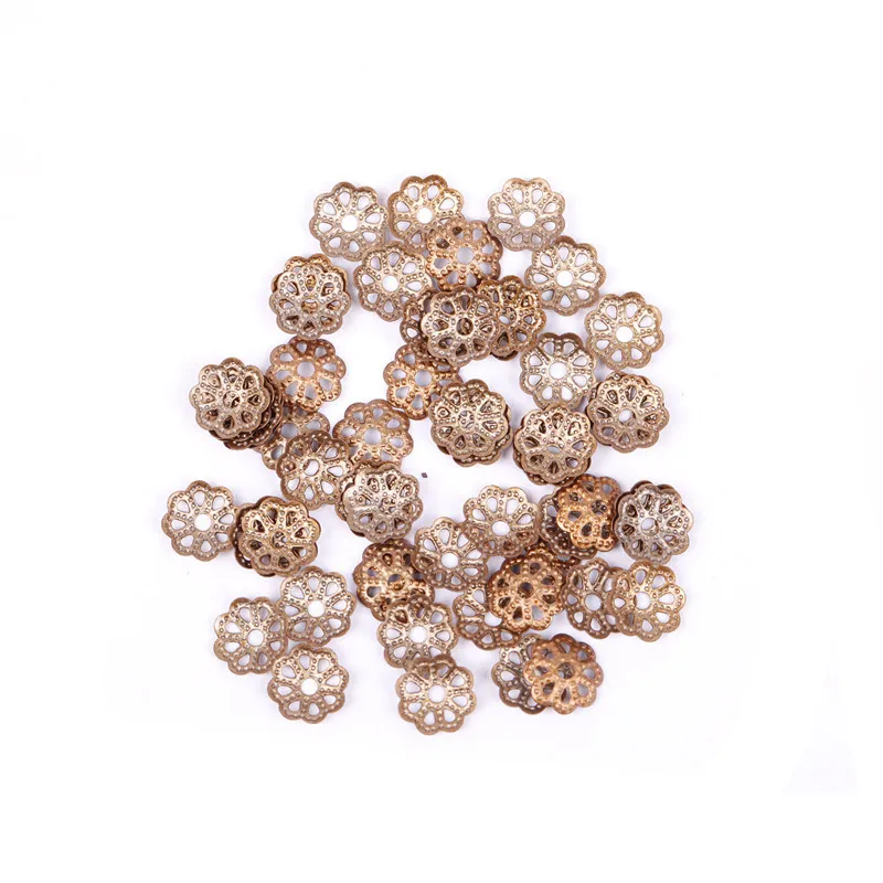 500 шт 6 мм филигранные Металлические колпачки с цветком из бисера Античные