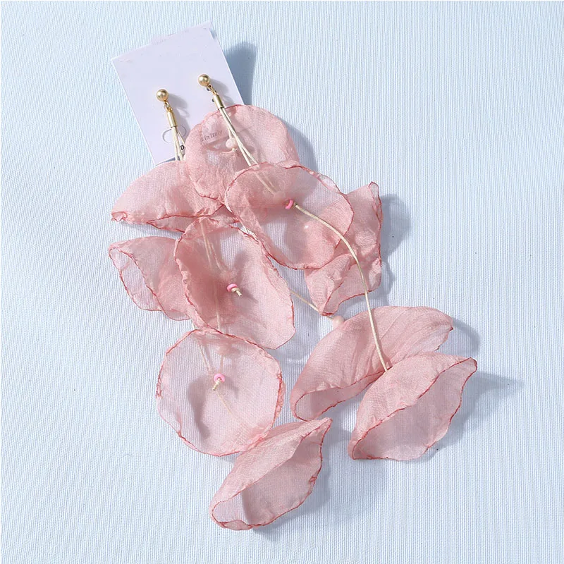 

Long Yarn Flower Earrings Colorful Drop Earring for Women Fashion Fabric Fringe Dangle Bohemian Handmade Big Tassel Jewelry