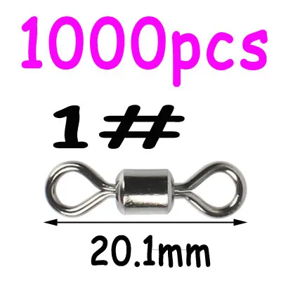 1000pcs size1 1000 шт 8 Форма медный Вращающийся шарнир для рыбалки поворотный оснастки двойное твердое кольцо рыболовные снасти для троллинга Джиги Крючки - Цвет: 1000pcs size1