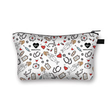 Bolsas de cosméticos con estampado de enfermera y ecg para mujer...