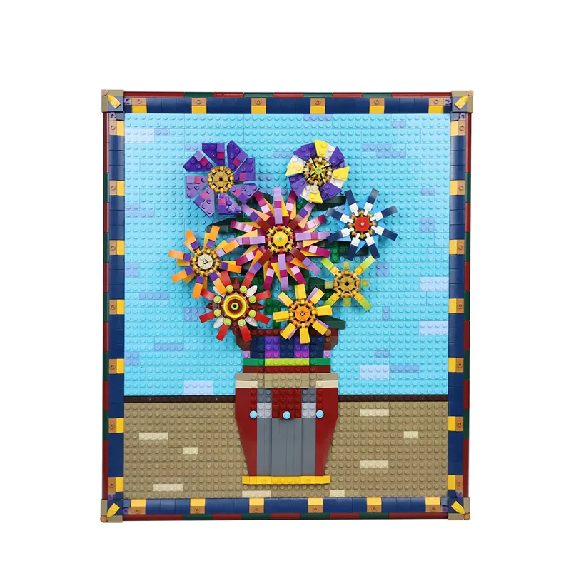 

MOC Pixel Art Mosaic Painting Set DIY Sunflower World Masterpiece Van Gogh Building Block Bricks Toys For Friend Girls Gift