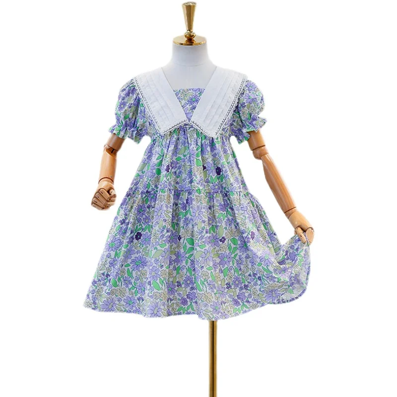 

2144--Square collar floral skirt