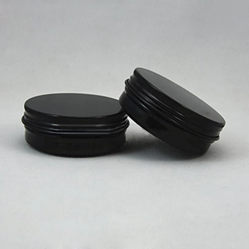 

60pcs/lot Aluminum Jars 2.12oz/ 60ml Black Tin 60g Cosmetic Containers Crafts Pots Cream Jar Refillable Bottles Free Shipping