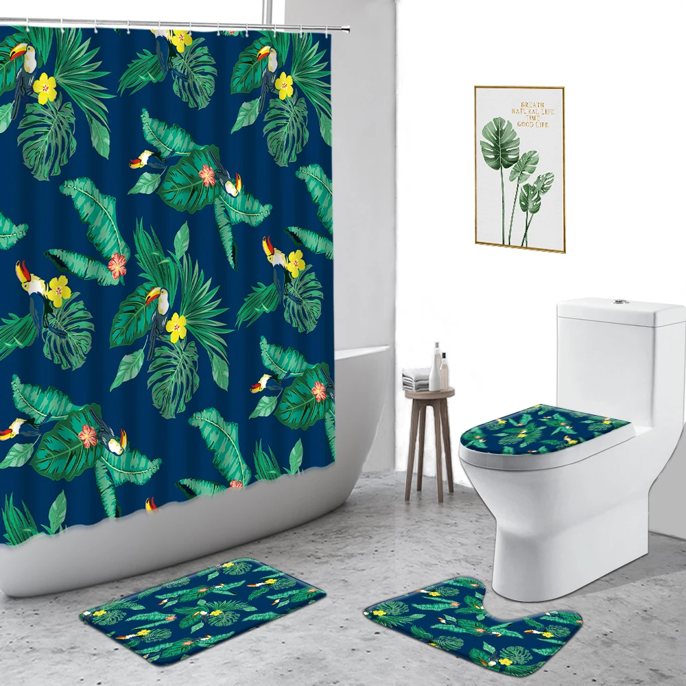 Тропические занавески для душа s занавеска с зелеными листьями пальмами Monstera