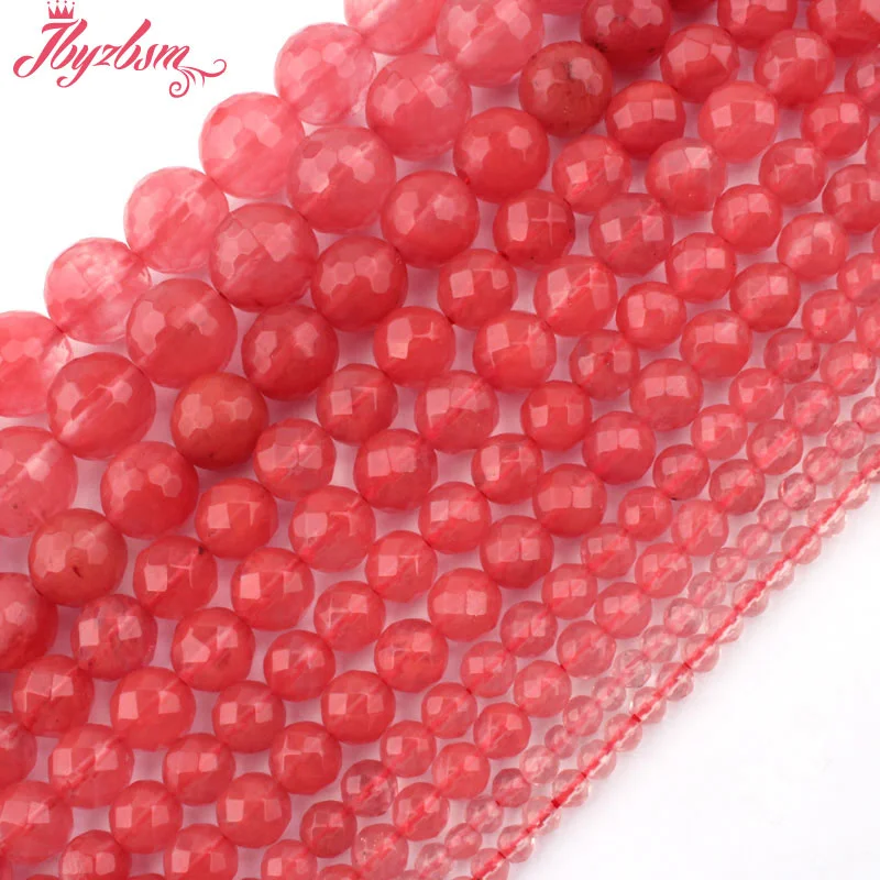 Круглый граненый розовый стеклянный арбузный драгоценный камень диаметром 15