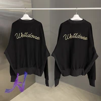welldone pullover autumn winter gold line letter logo embroidery reverse round neck we11done sweater