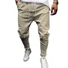 Брюки мужские эластичные на шнуровке, дышащие однотонные штаны из хлопка и льна, повседневная одежда