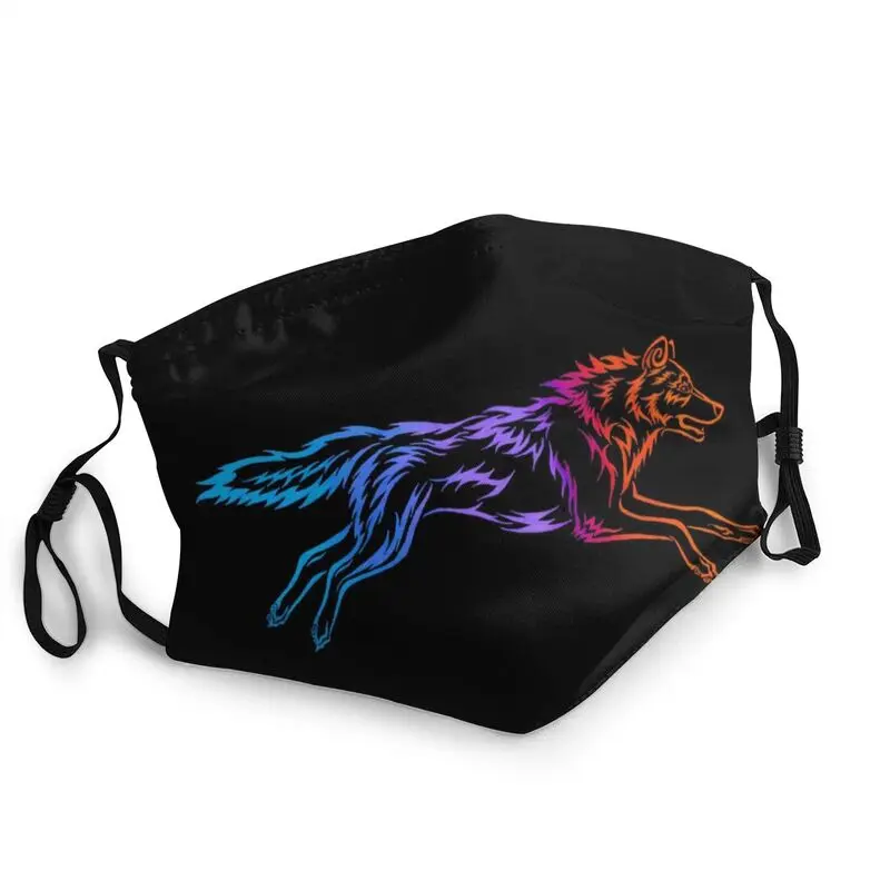 

Colorful Tribal Rainbow Running Wolf Mask Anti Dust Breathable Animal Face Mask Protection Cover Adult Respirator Mouth Muffle