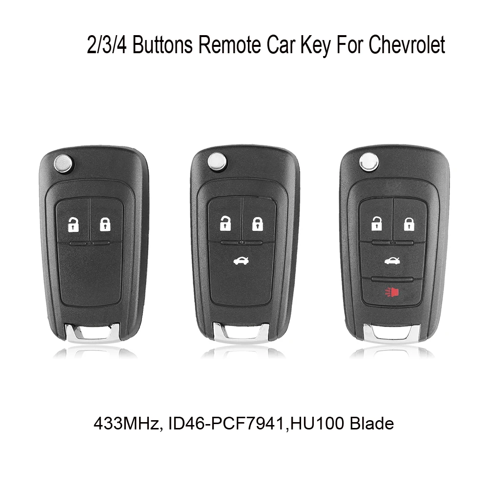 Dandkey 2/3/4 кнопки PCF7937E 433 МГц с чипом ID46 раскладной чехол для ключа Chevrolet Cruze