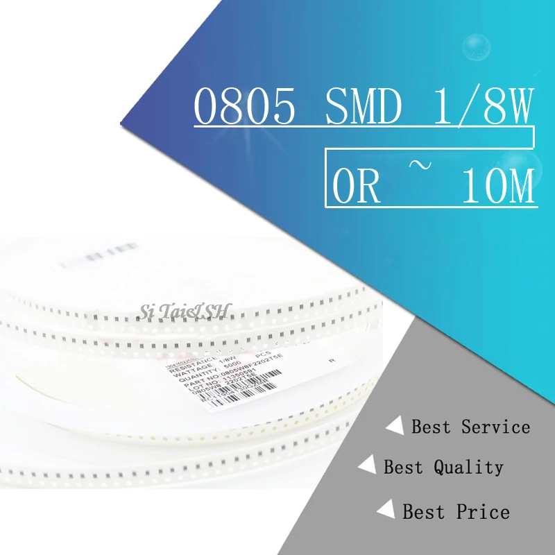 100 шт. 0805 SMD 1/8 Вт чиповый резистор 0R ~ 10M 0 10R 100R 220R 330R 470R 1K 4 7 K 10K 47K 100K 10 330 470