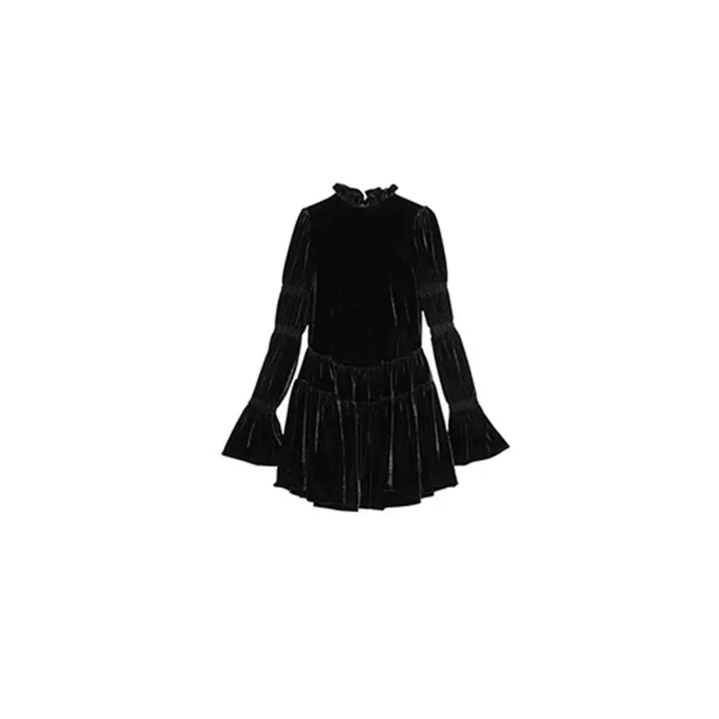 

XITAO Backless Dress Fashion New Women Black Small Fresh Casual Style 2020 Winter Full Sleeve Elegant Loose Dress ZXR1468