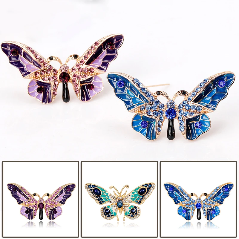 

Elegant Charm Butterfly Animal Pearl Brooch Women Rhinestone Large Butterfly Jewelry Colorful Insect Pins Vintage Fashion Gifts