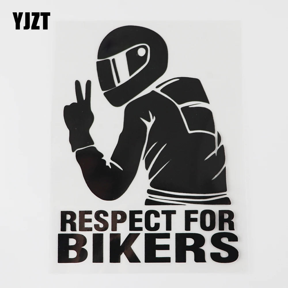 

YJZT 12.1CMX16.4CM Lovely Respect For Bikers Decal Vinyl Car Sticker Black/Silver 8A-1002