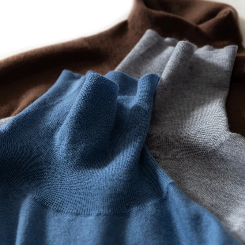 Мужская шерстяная кашемировая водолазка однотонный шерстяной пуловер с