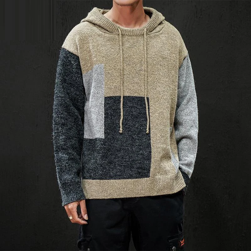Новинка 2020 мужской свитер с капюшоном Мягкие акриловые вязаные мужские пуловеры