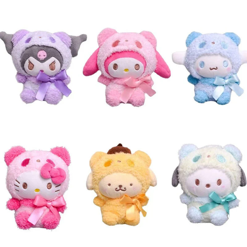 

10Cm Kawaii Sanrioed Anime Kuromi Melody Cinnamoroll Kt Cat Purin Dog Plush Toy Keychain Animals Cute Plushie Pendant Doll Girls
