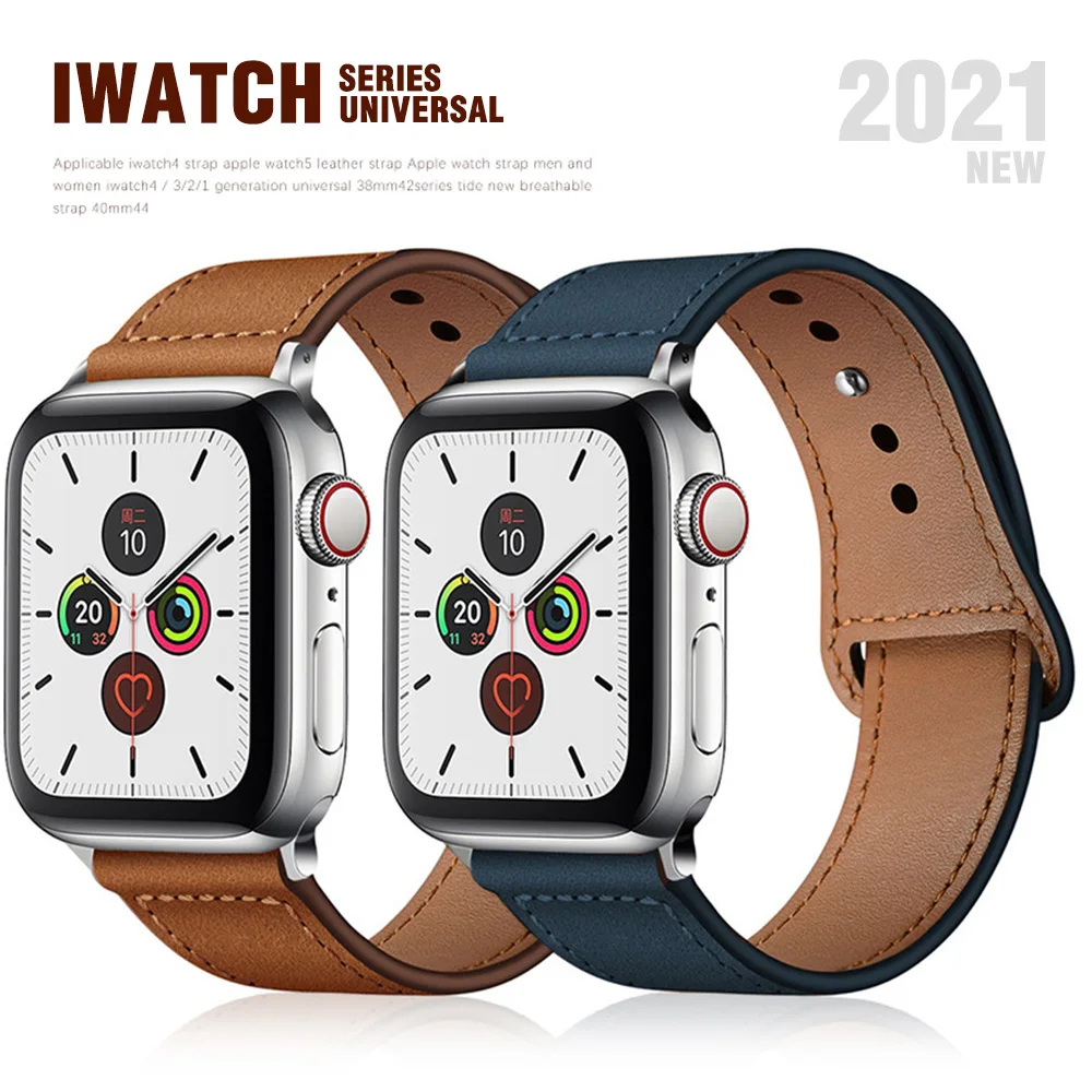 

Ремешок из натуральной коровьей кожи для Apple Watch 6 SE 5 4 3 42 мм 38 мм 44 мм 40 мм