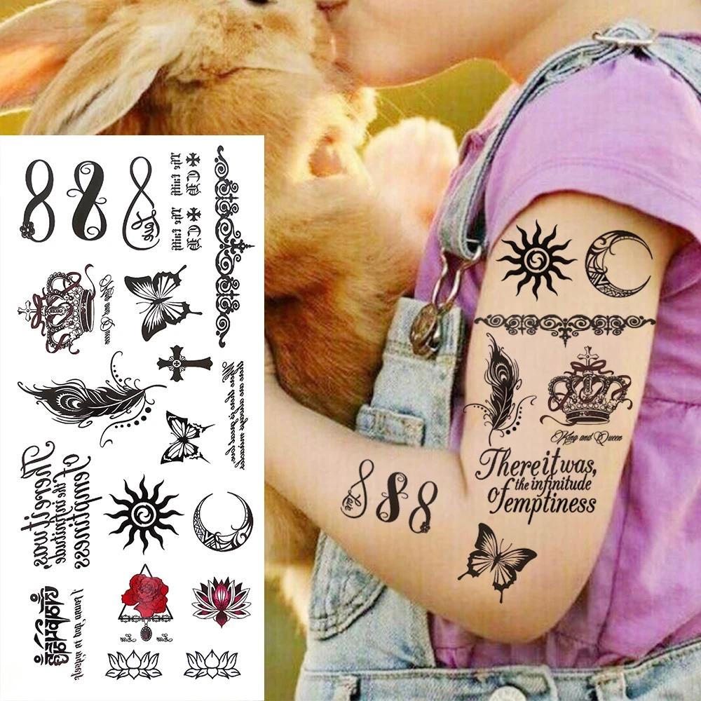 Временные Татуировки Скорпиона тотема для женщин детей Бесконечность Цветущий