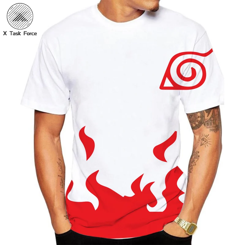 Крутая Мужская футболка с аниме летние модные топы коротким рукавом белая