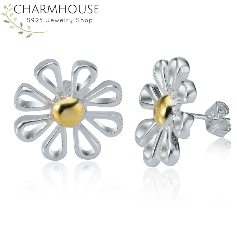 Серьги-гвоздики Charmhouse для женщин Серебро S925 пробы цветок мама женская свадебная