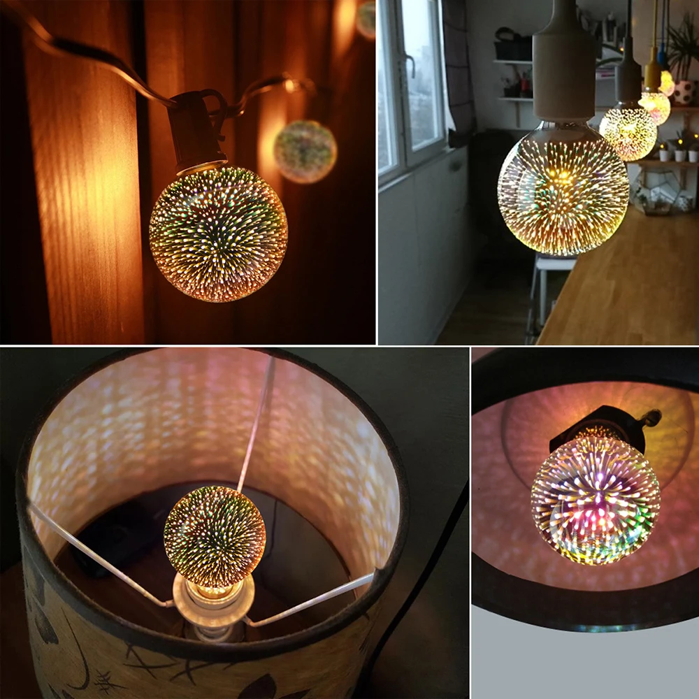 

3D LED Light Bulb E27 Colourful Vintage Star Bombillas Night Light Retro Glass Ball Ampoule Home Decor Fireworks Christmas Lamp