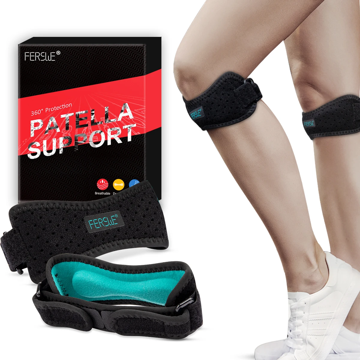 Ремешок для колена 2 шт. нескользящий фиксатор поддержка сухожилий бега