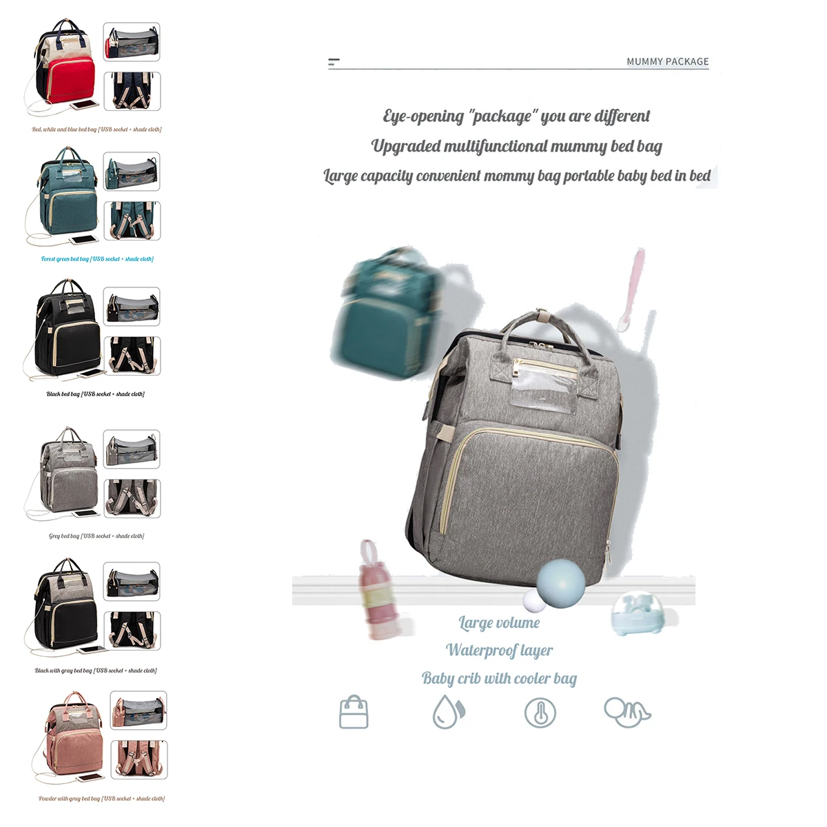 

Elegant Baby Diaper Backpack Nappy Stroller Bags Multi Functional Maternity Travel Changing Bag For Mommy Women Backpacks