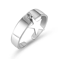wholesale unisex star pendant rings for men women stainless steel classic adjustable open ring gift for friend female jewelry