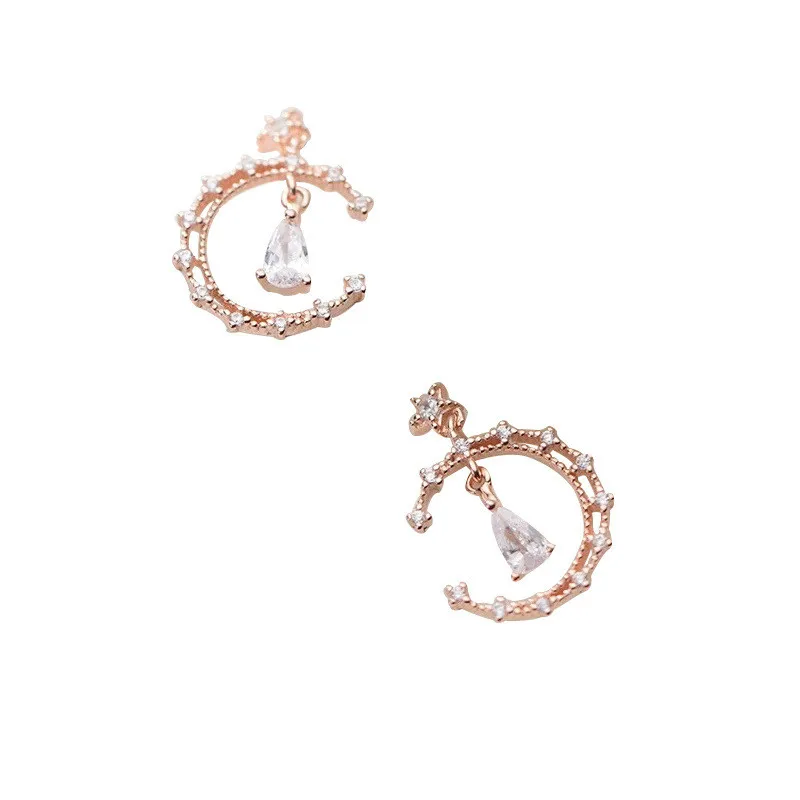 

New Fashion Zirconia Star Moon Pendant Earrings For Women Girls Party Prom Personality Jewelry Accessory