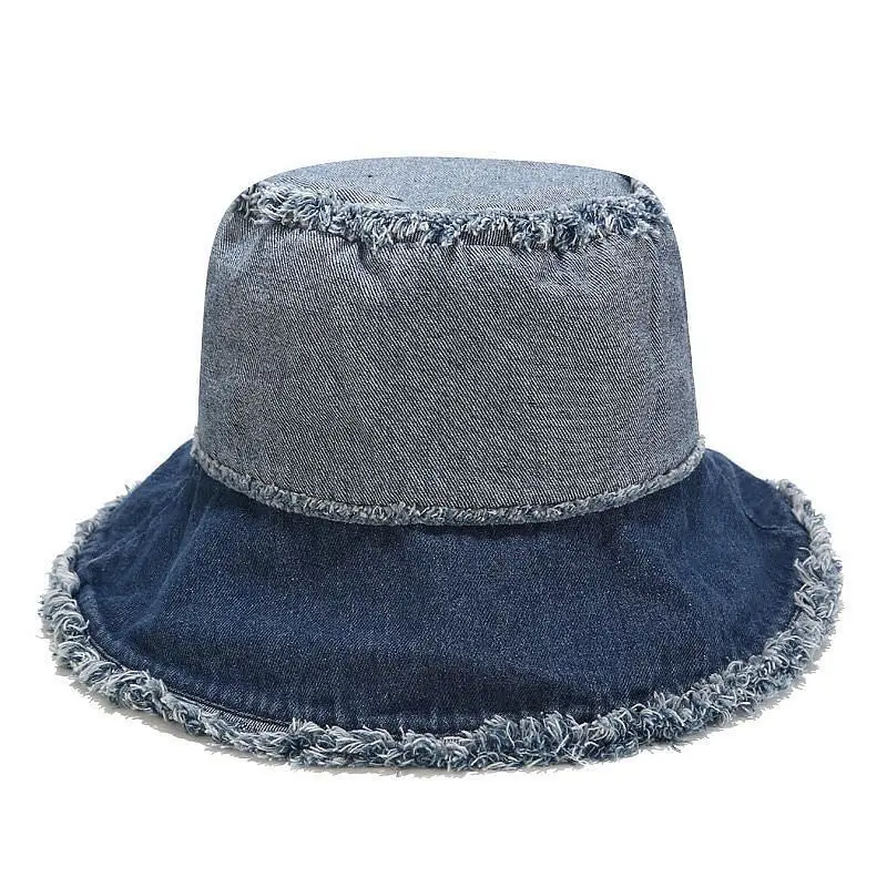 

2021 Adult New Basin Hat Women Ins Washed Fringe Hip Hop Sun Hat Trendy Cowboy Stitching Fisherman Hat Panama