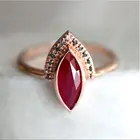 Кольцо из 18-каратного розового золота с рубином, элегантное уникальное обручальное кольцо с натуральным ромбом, женская бижутерия, романтический подарок для девушки на день рождения