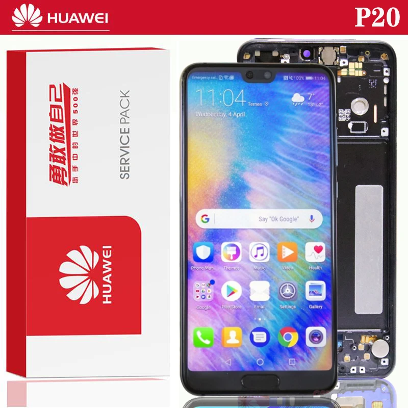 Оригинальный дисплей с кулака скрином + рамка для Huawei P20 ЖК монитор сенсорным