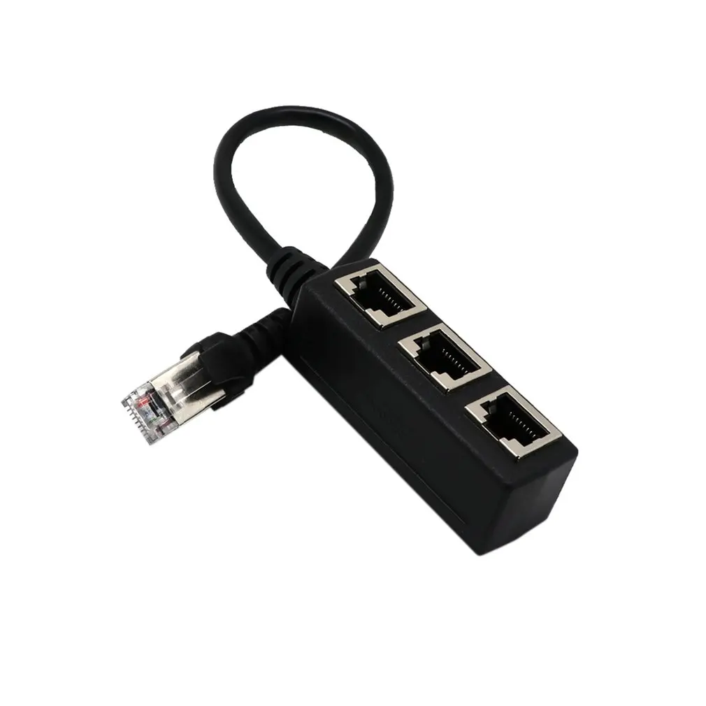 Разветвитель Кабеля Ethernet RJ45 1 штекер 3 гнезда сетевой разъем LAN провод кабельный