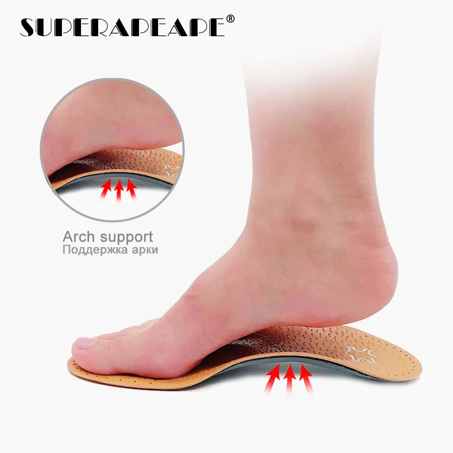 2 pairs Leather orthotics Insoles flat feet insole Arch Support Orthopedic shoe sole Shoes insert insoles for feet Men Women