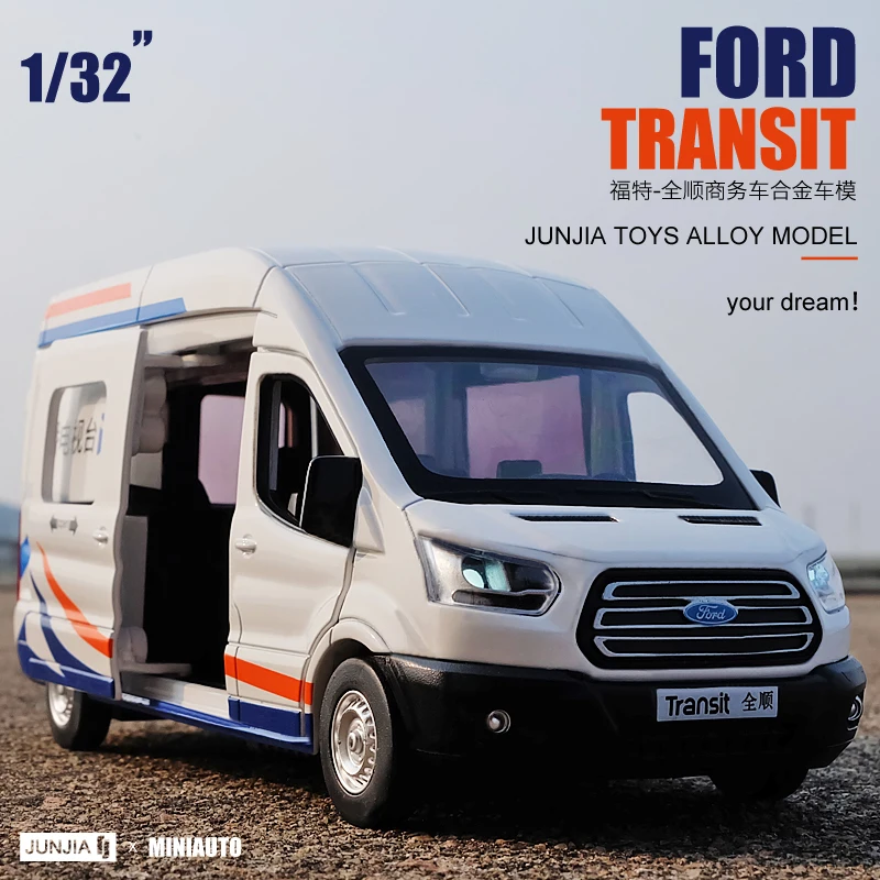 1:32 высокотехнологичная модель автомобиля Ford Transit business car TV station интервью
