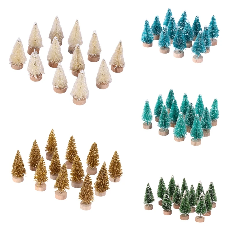 

12pcs Mini Christmas Tree Pine Tree DIY Christmas Decorations For Home 2022 Navidad Xmas Ornaments New Year Decor Kids Gift