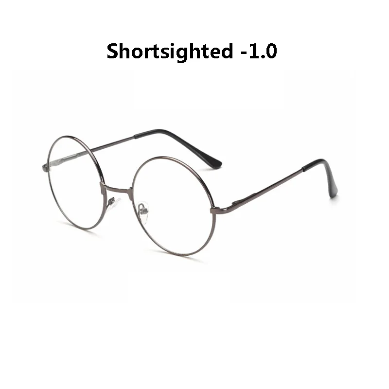 gray myopia 1.0 Zilead металлические очки близорукости круглые близорукие очки мужские и женские очки для близоруких с диоптрий-1.0to-4,0 - Цвет оправы: gray myopia 1.0