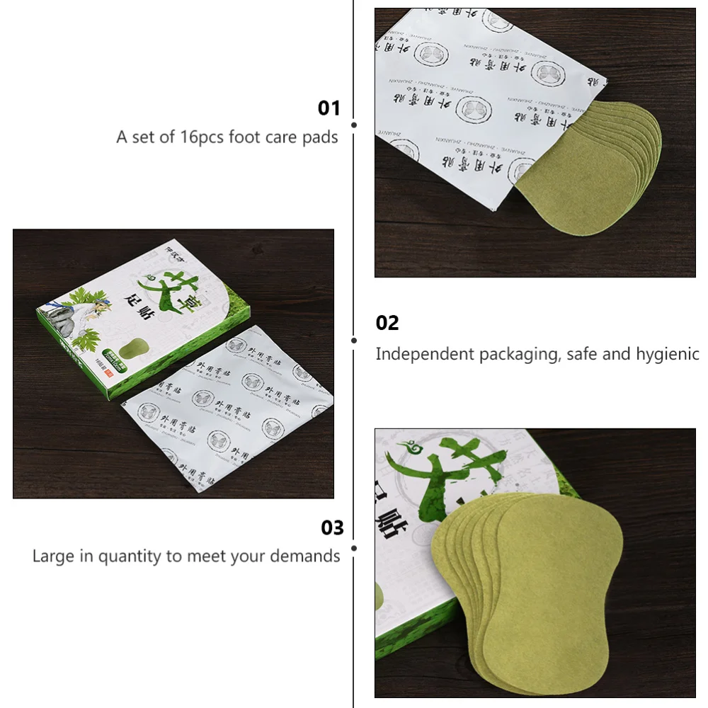 

16 Sheets of Wormwood Foot Stickers Moxa Relieving Fatigue Sticker Foot Care