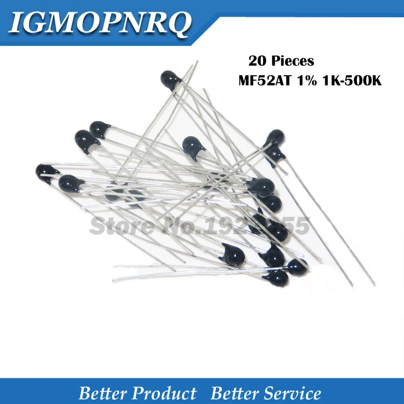 

20pcs MF52AT MF52 B 3950 NTC Thermistor Thermal Resistor 5% 1K 2K 3K 4.7K 5K 10K 20K 47K 50K 100K