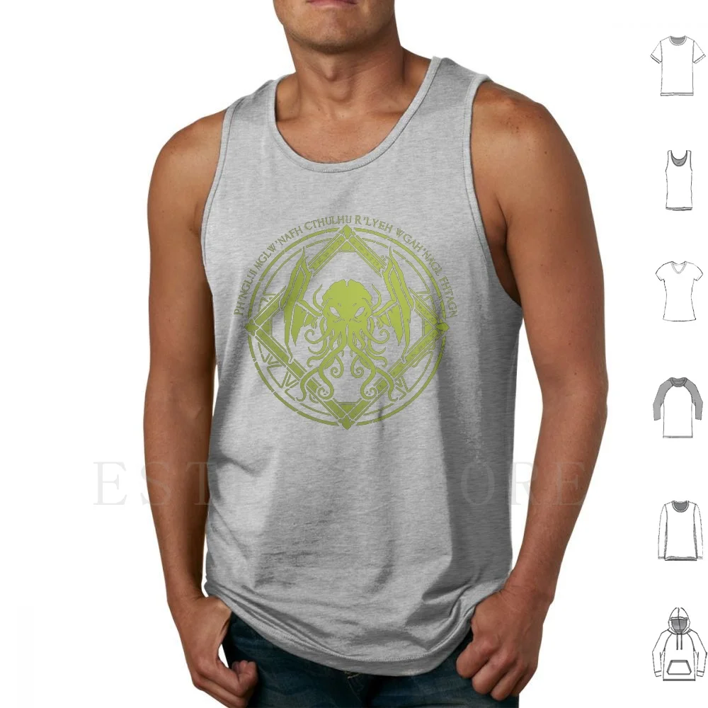 

Cthulhu-- Chant Design Tank Tops Vest Sleeveless Cthulhu Eldritch Horror Dark Elder God Tentacles Elder Sign Hp Dark Art
