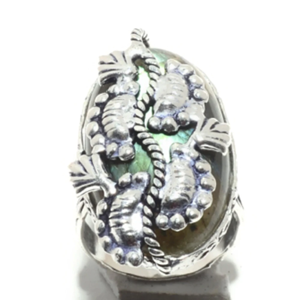 

Genuine Labradorite Ring Silver Overlay over Copper , Hand Made Women Jewelry gift, Size : 8.25