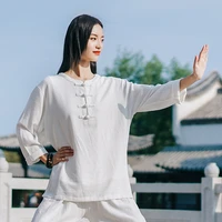 chinese style women linen tai chi uniform morning exercise judo kung fu uniform martial arts wing chun clothing suit