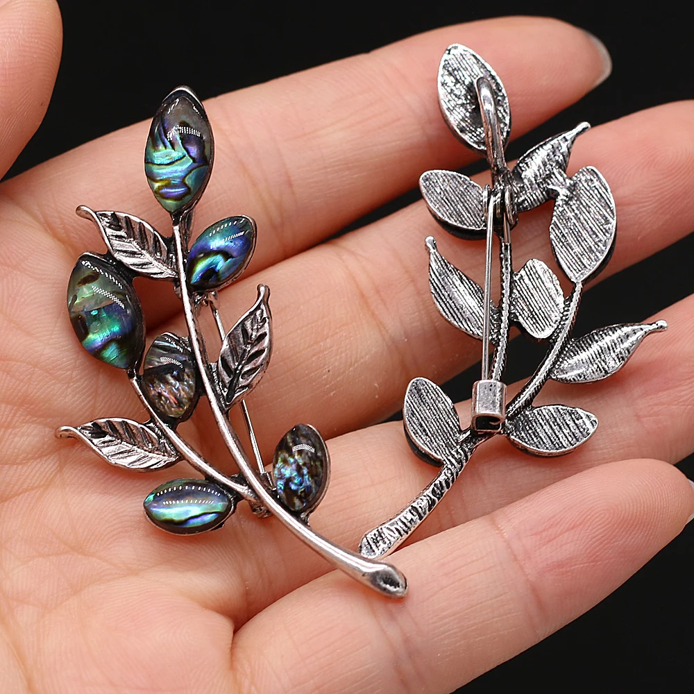 Hot Selling Natural Shell Alloy Pendant Leaf Shape White Abalone DIY Bracelet Necklace Jewelry Accessories 22x55mm | Украшения и