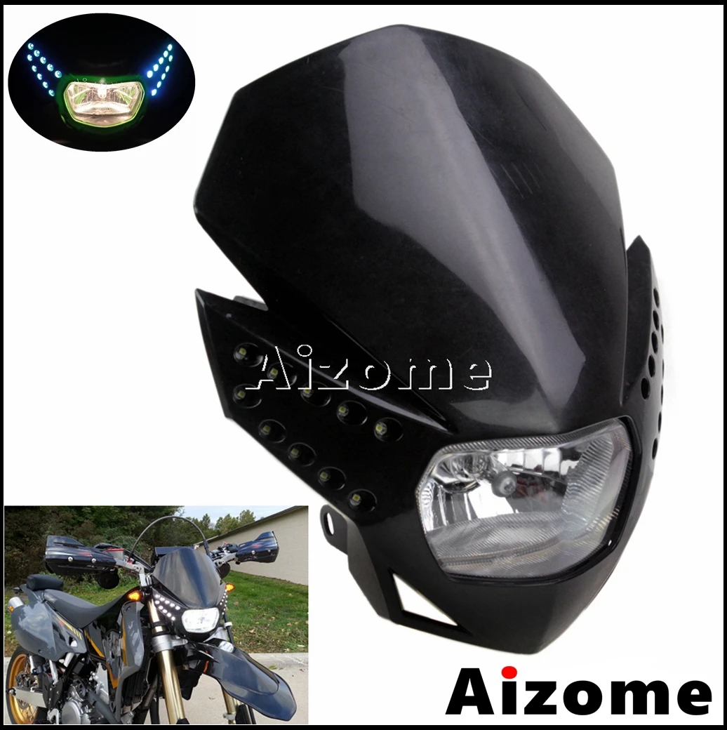 

Универсальные мотоциклетные передние фары для эндуро, светодиодные фары для Honda, Yamaha, Suzuki, Kawasaki, фары для мотоцикла, питбайка, мотокросса, обт...